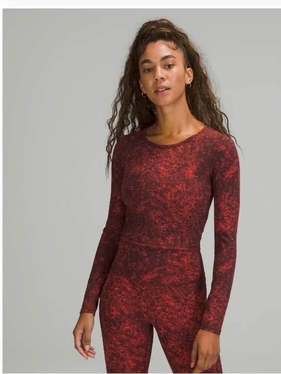 lululemon athletica Tops - lululemon athletica Burnt Orange Mottled Long-Sleeve Crop Top